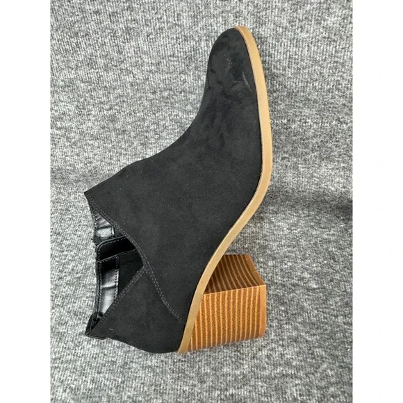 Style & Co Women's Sz 9.5Black Faux Suede Ankle Booties Boots Block Heel - Picture 11 of 13
